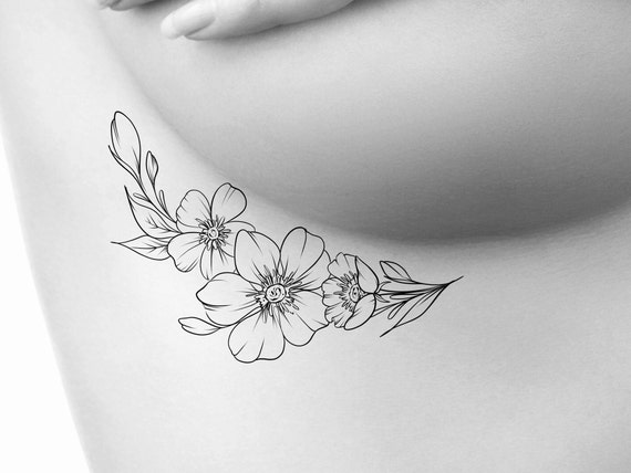 Lotus Flower Underboob Temporary Tattoo