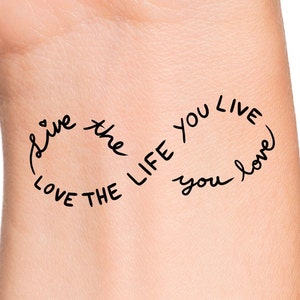 Infinity Love Life Temporary Tattoo / Infinity Tattoo - Etsy Australia