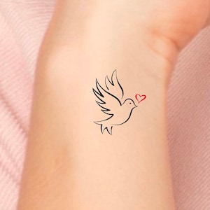 Dove Heart Temporary Tattoo / dove tattoo