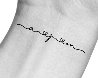 Custom Initials Temporary Tattoo / Handwriting Tattoo