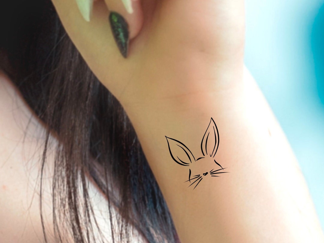 Bunny Rabbit Heart Temporary Tattoo - Etsy