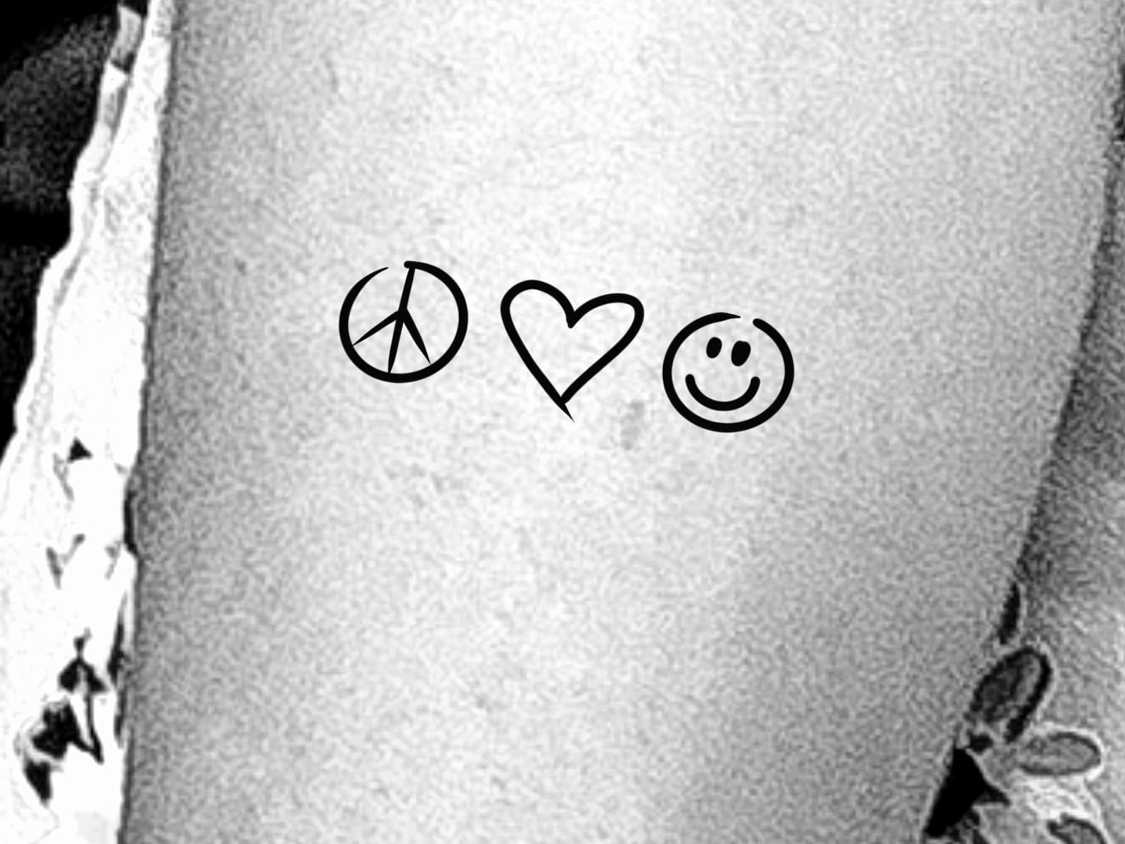 Peace Love Happiness Temporary Tattoo / Smiley Face Tattoo / Etsy