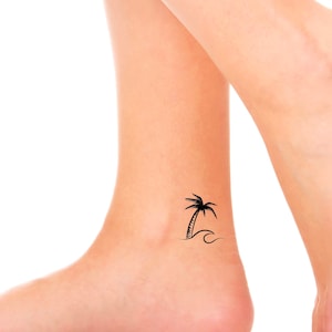 Palm Tree Wave Temporary Tattoo / palm tree temp tattoo / plant tattoo / botanical tattoo