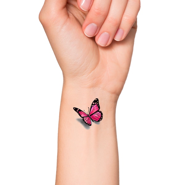3D Butterfly Temporary Tattoo / Temporary Tattoo pink butterfly / tattoo design / tattoo women