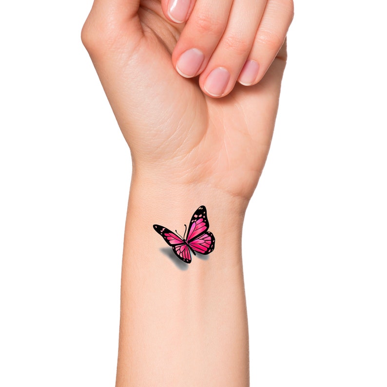 3D Butterfly Temporary Tattoo / Temporary Tattoo Pink Etsy