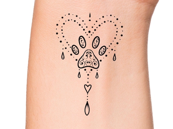 Tatouage De Contour De Patte De Chien