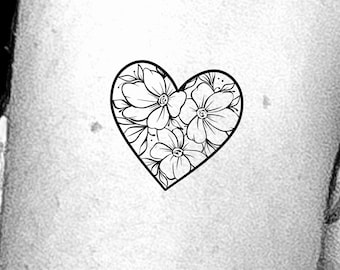 Temporary Tattoo Flower Heart / floral