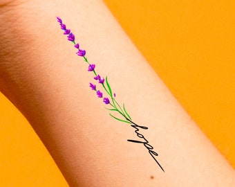 Lavender Hope Temporary Tattoo / lavender tattoo / watercolor tattoo / wild lavender / wildflowers tattoo / floral tattoo