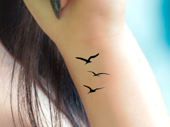 Silhouette Birds Temporary Tattoo / 3 Birds Tattoo / Black Birds - Etsy  Australia