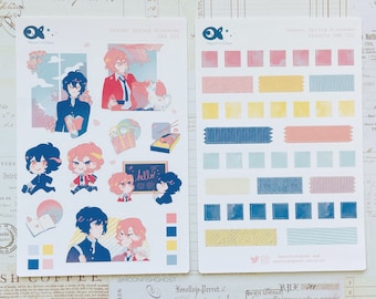 Sticker Sheets Gakuen Spring Cherry Blossoms Bungou Stray Dogs Soukoku Dazai Chuuya Anime Planner Journaling SKK BSD