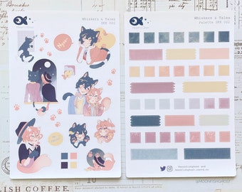 Sticker Sheets Whiskers & Tales Bungou Stray Dogs Soukoku Dazai Chuuya Anime Planner Journaling SKK BSD