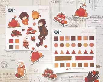 Sticker Sheets Pumpkin Leaf Autumn Cozy Bungou Stray Dogs Soukoku Dazai Chuuya Anime Planner Journaling SKK BSD