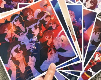 2022 Drawtober Square Art Prints Bungou Stray Dogs Soukoku Dazai Chuuya Postcard Art Prints Anime SKK BSD