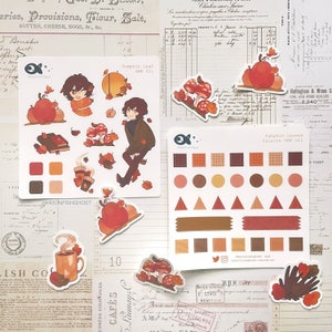 Feuilles d&#39;autocollants Feuille de citrouille automne Bungou confortable Chiens errants Soukoku Dazai Chuuya Anime Agenda journalisation SKK BSD