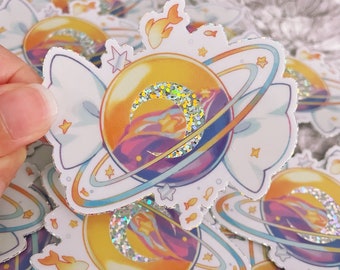 Holographic Waterproof Vinyl Die Cut Sticker Moondrop Candy Moon Aesthetic Lunar Candy Cute Planner Journaling Stationery