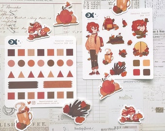 Sticker Sheets Sweater Season Autumn Cozy Bungou Stray Dogs Soukoku Dazai Chuuya Anime Planner Journaling SKK BSD