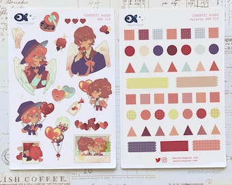 Bungou Stray Dogs Soukoku Sticker Sheets: Confetti Rose Valentine's Dazai & Chuuya Anime Planner Journaling SKK BSD