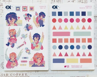 Bungou Stray Dogs Soukoku Sticker Sheets: Lovesick Valentine's Dazai & Chuuya Anime Planner Journaling SKK BSD