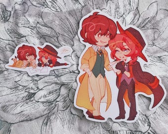 Waterproof Vinyl Die Cut Soukoku Duo Sand Glitter Sticker Set Bungou Stray Dogs Dazai Chuuya Anime Planner Journaling SKK BSD