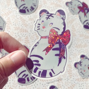 Holographic Waterproof Vinyl Die Cut Sticker Bungou Stray Dogs Cute Tiger Atsushi Anime Planner Journaling BSD Bungo Stray Dogs