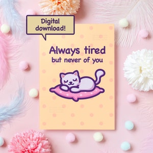 Süße Katzen Karte zum ausdrucken | Sofortiger digitaler Download | Liebe Mem | Lustiges Geschenk für Freund, Freundin, Mann, Frau, sie, ihn