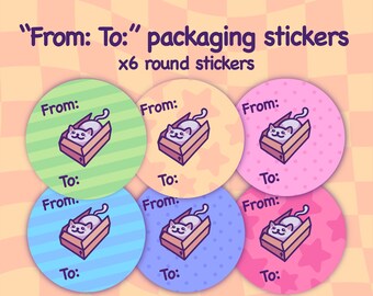From To Gift Packaging Sticker Set | Birthday Present Seal Sheet | Various Colours | Cute Gift Tags | Recyclable 63.5mm Circle Label Bundle