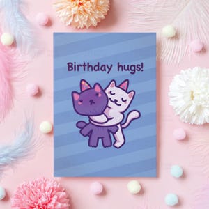 Funny Cat Birthday Card | Birthday Hugs! | Cute Cat Lover Birthday Gift for Girlfriend, Boyfriend, Husband, Wife, Best Friend, Her, Him | A6