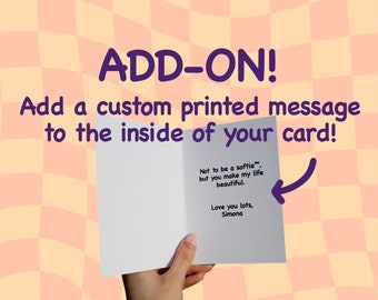 Add a Personalised Printed Message Inside Your Card | Custom Message Inside | Direct to Recipient | Last Minute Gift Add-On