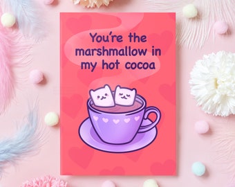 Cute Christmas Card | Marshmallow in My Hot Cocoa  | Christmas or Anniversary Gift for Husband, Wife, Boyfriend, Girlfriend - Her or Him