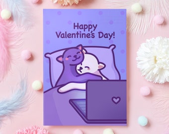 Cute Valentine's Day Card | Happy Valentine's Day! | Cat Hug | Heartfelt Gift For Husband, Wife, Boyfriend, Girlfriend, Partner, Her, Him