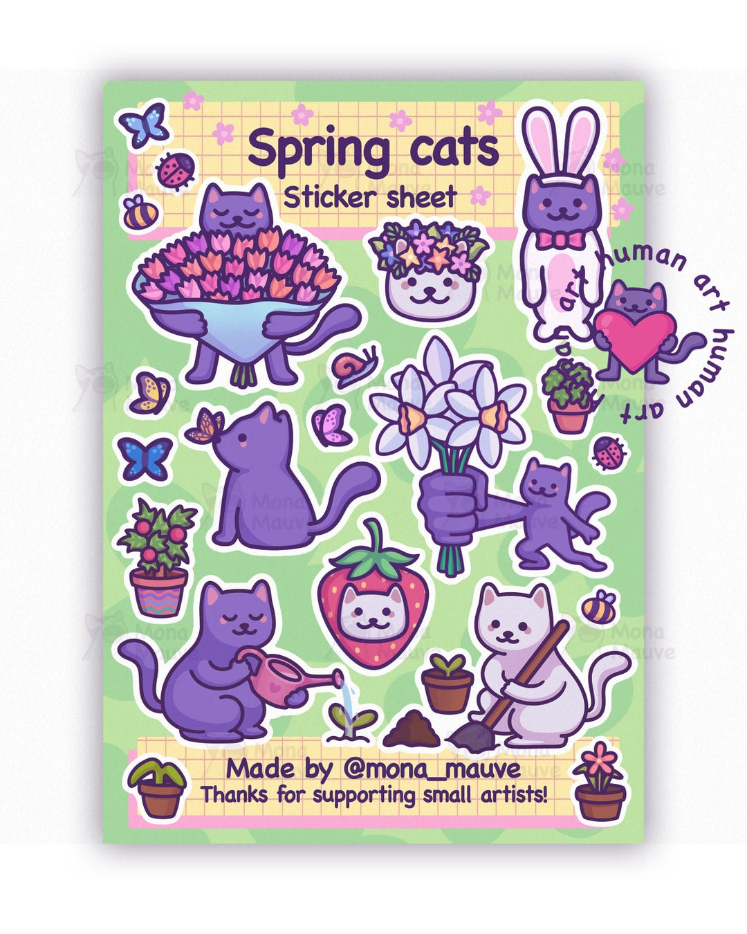 Spring Cats Sticker Sheet, Gardening Cat Stickers, Cottagecore Kawaii ...