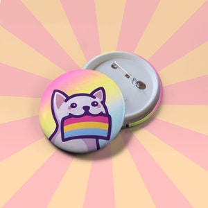 Pansexual Pride Cat Button Badge: LGBTQ+ Gift