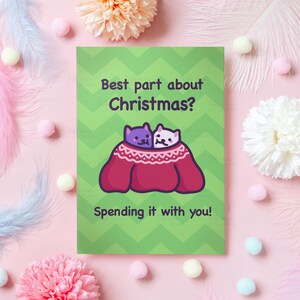 Leuke kattenkerstkaart | Het beste deel over Kerstmis | Gezellige en gezonde kattenillustratie | Cadeau voor vriend, echtgenoot, vriendin - haar, hem