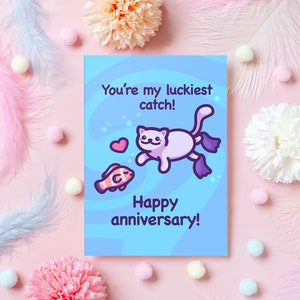 Leuke kat verjaardagskaart | Jij bent mijn gelukkigste vangst! | Grappig en uniek cadeau voor man, partner, vriend, vriendin, vrouw - haar of hem