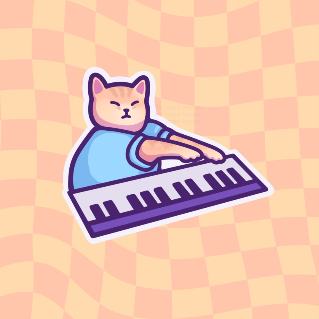 Keyboard Cat Meme Vinyl Sticker Cute Cat Meme Kawaii Waterproof Sticker