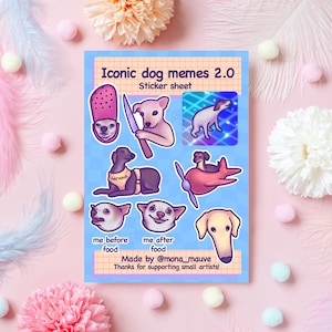 Dog Memes Sticker Sheet: Funny Waterproof Vinyl Stickers