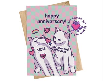 Funny Cat Meme Anniversary Card: Love and Affection - for Husband, Wife, Boyfriend