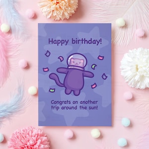 Cartão de aniversário fofo | Outra volta ao redor do sol | Feliz aniversário! | Presente de aniversário engraçado para namorado, namorada, amigo - ela ou ele | A6