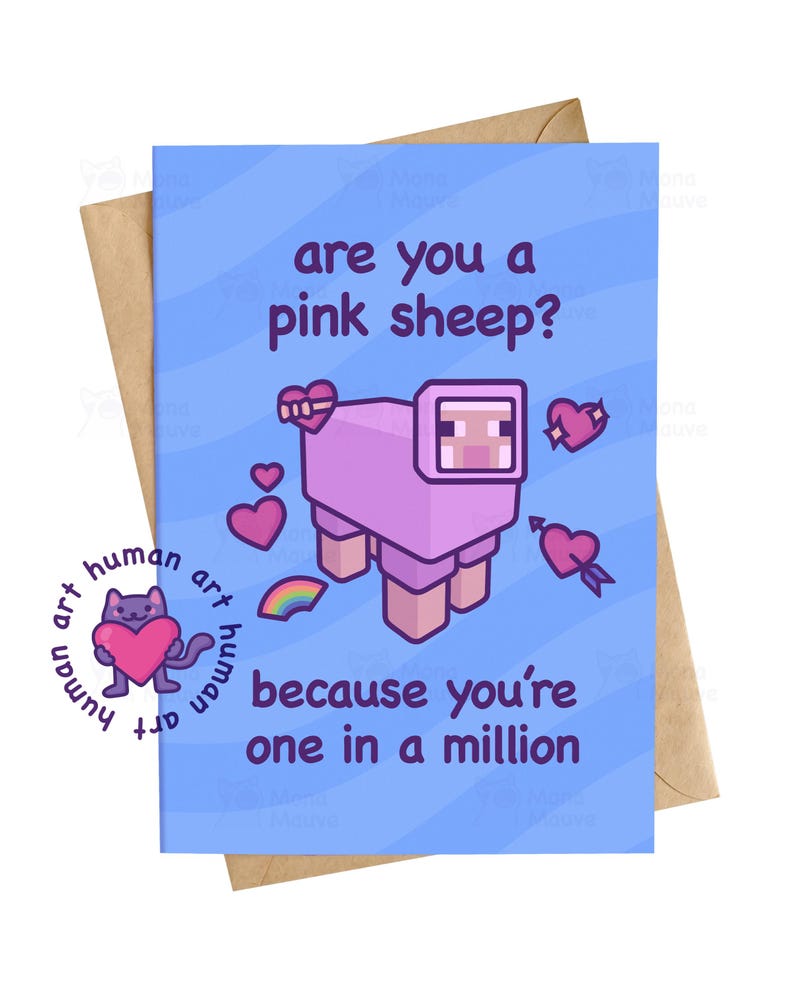 Funny Pink Sheep Card | One in a Million Anniversary Card | Gamer Gift for Couple image 1