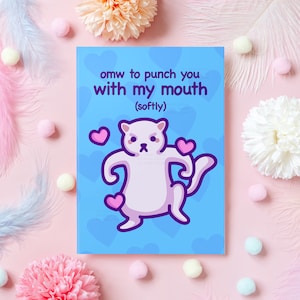 Carte d'anniversaire drôle | Meme chat mignon | Omw, je vous embrasse | Cadeau pour petit ami, petite amie, fiancé, mari, femme, partenaire, elle ou lui