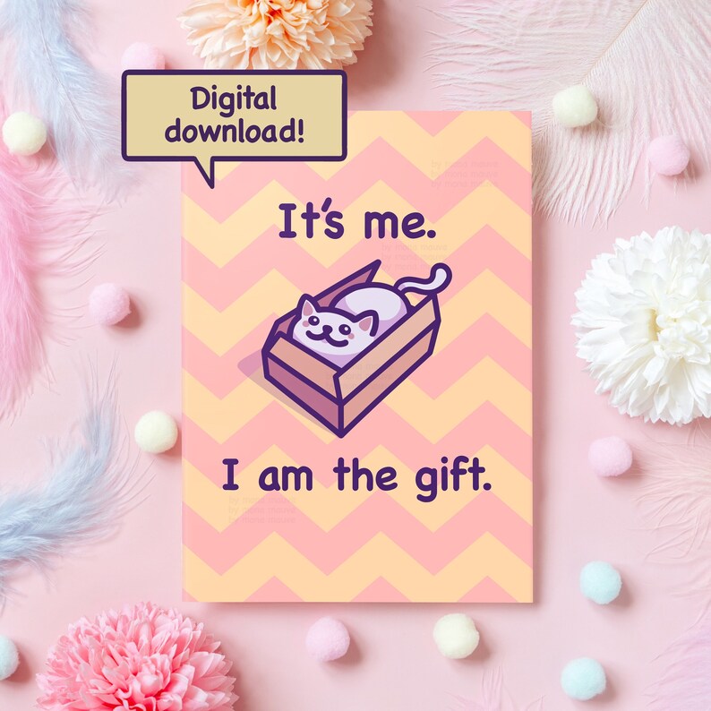 Printable Cute Cat Card Instant Digital Download - Etsy