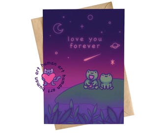 Cute Frog Anniversary Card | Love You Forever | Romantic Card for Partner