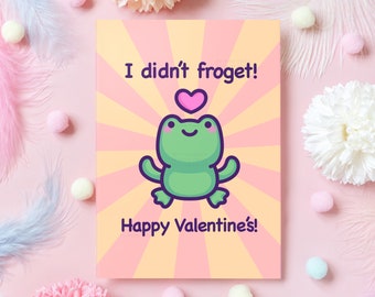 Cute Frog Valentine's Day Card | I Didn't Froget! | Funny Pun Love Card | Gift for Husband, Wife, Boyfriend, Girlfriend - Her or Him