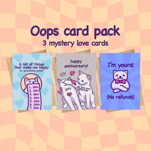 Ups Mystery Love Kartenpaket | B-Grade Grußkarten | Süße Katzen Liebeskarten | Zufällige Rabatte Grab Bags