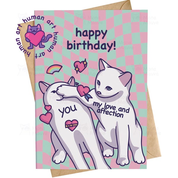 Tarjeta de cumpleaños divertida con un gato / Amor y cariño / Tarjeta de cumpleaños con un lindo meme de un gato
