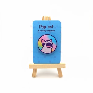 Pop Cat Meme Acrylic Pin: Funny Eco-Friendly Badge (40mm)