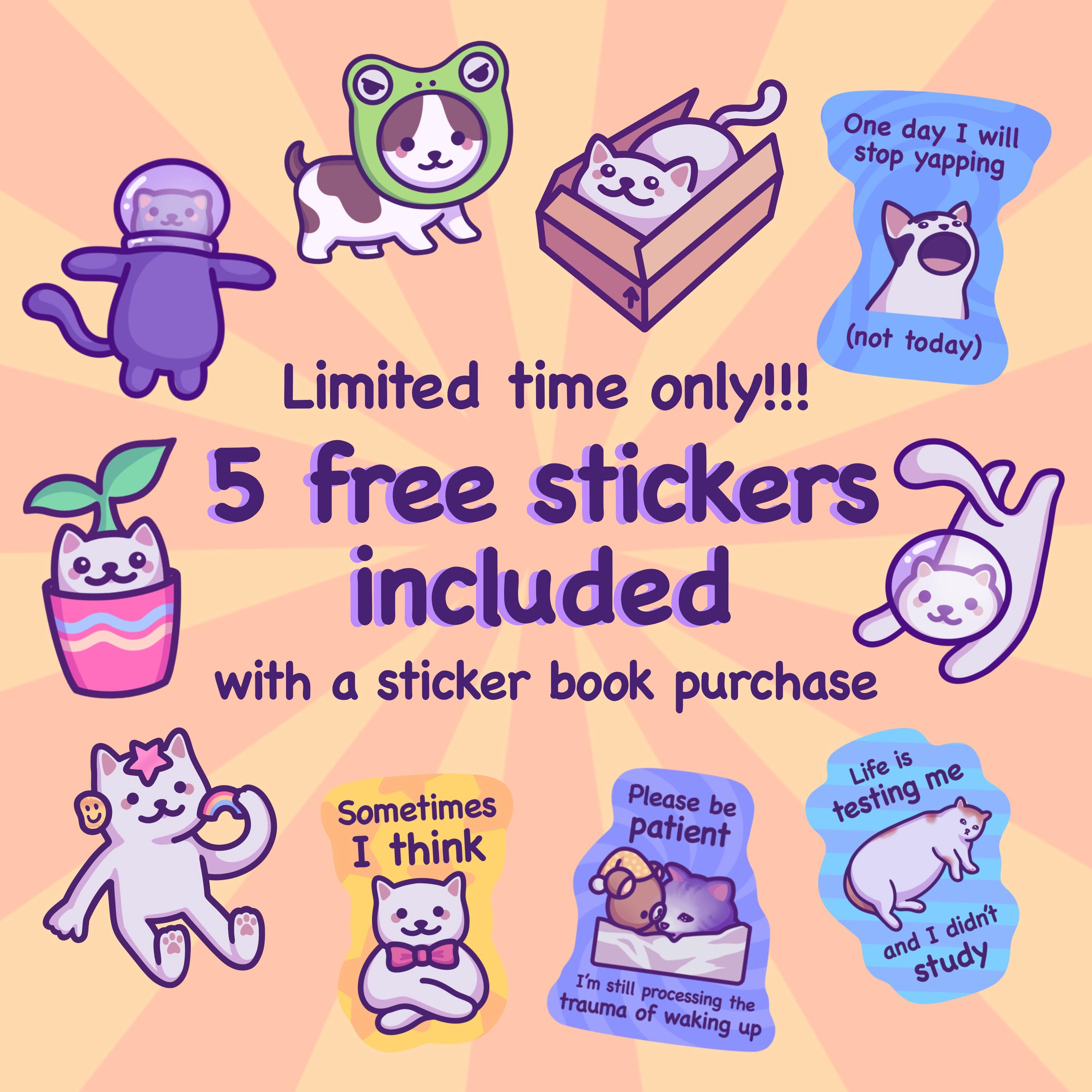 Funny Cat Reusable Sticker Book | Holographic Blank Album for Sticker ...