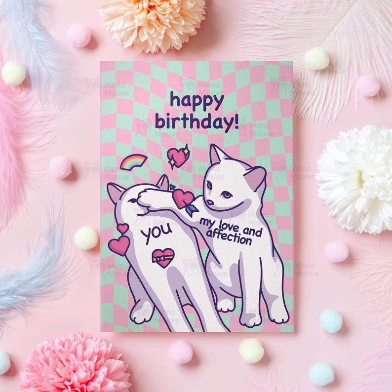 Carte d'anniversaire drôle de chat | Amour et affection | Joyeux anniversaire ! | Joli cadeau d'anniversaire pour petite amie, petit ami, mari, femme, elle, lui image 1