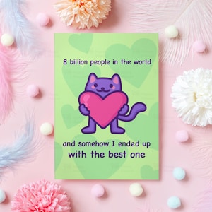 Grappige verjaardagskaart kattenmeme | 8 miljard mensen ter wereld | Cadeau voor man, vrouw, vriend, vriendin