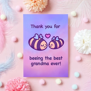 Süße Bienen Karte für Oma | Danke, Oma! | Großelterntag | Lustige und lustige Wortspiel-Karte für Großmutter | Omas Geburtstagsgeschenk